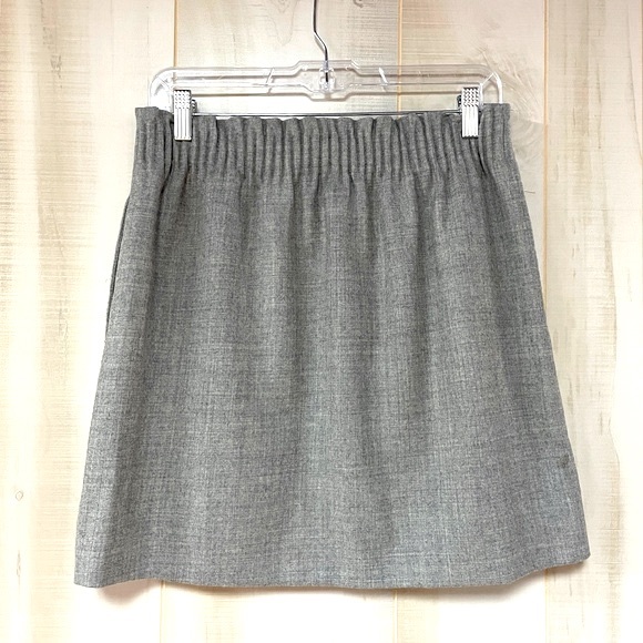 J Crew Gray Paper Bag Elastic Waistband Wool Mini Skirt, Pockets, Sz 4 - Picture 1 of 5